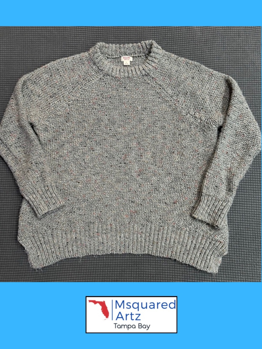 Mossimo Supply Co Women's Large Gray Speckled Knit Sweater Side Slit Pullover
